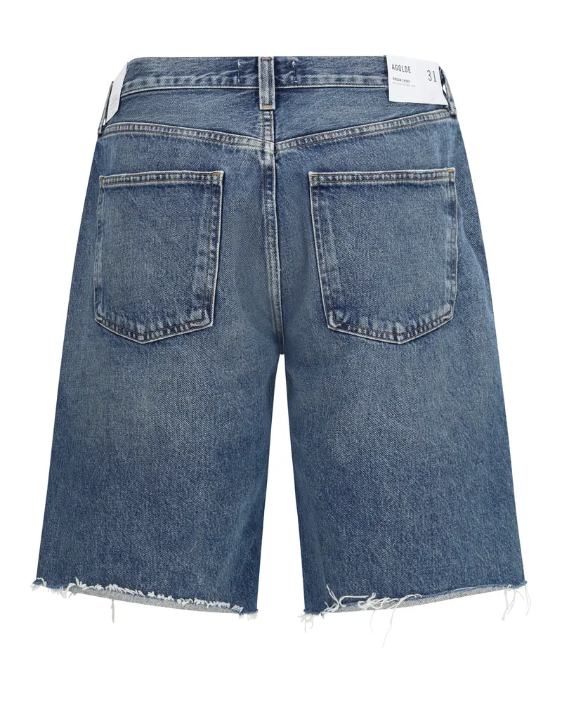 AGOLDE Men's Denim Shorts Anson Cotton Blue Bermuda Blue