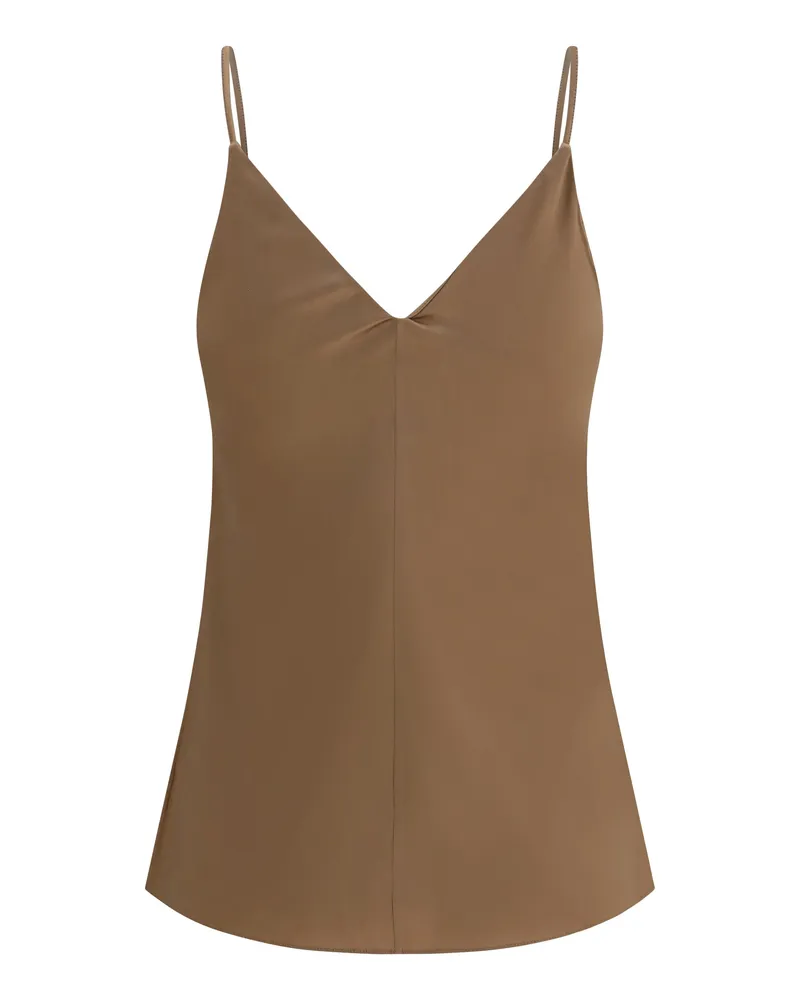 Brunello Cucinelli Women's Stretch Silk Top Praline Silk; Elastane Shirt Beige