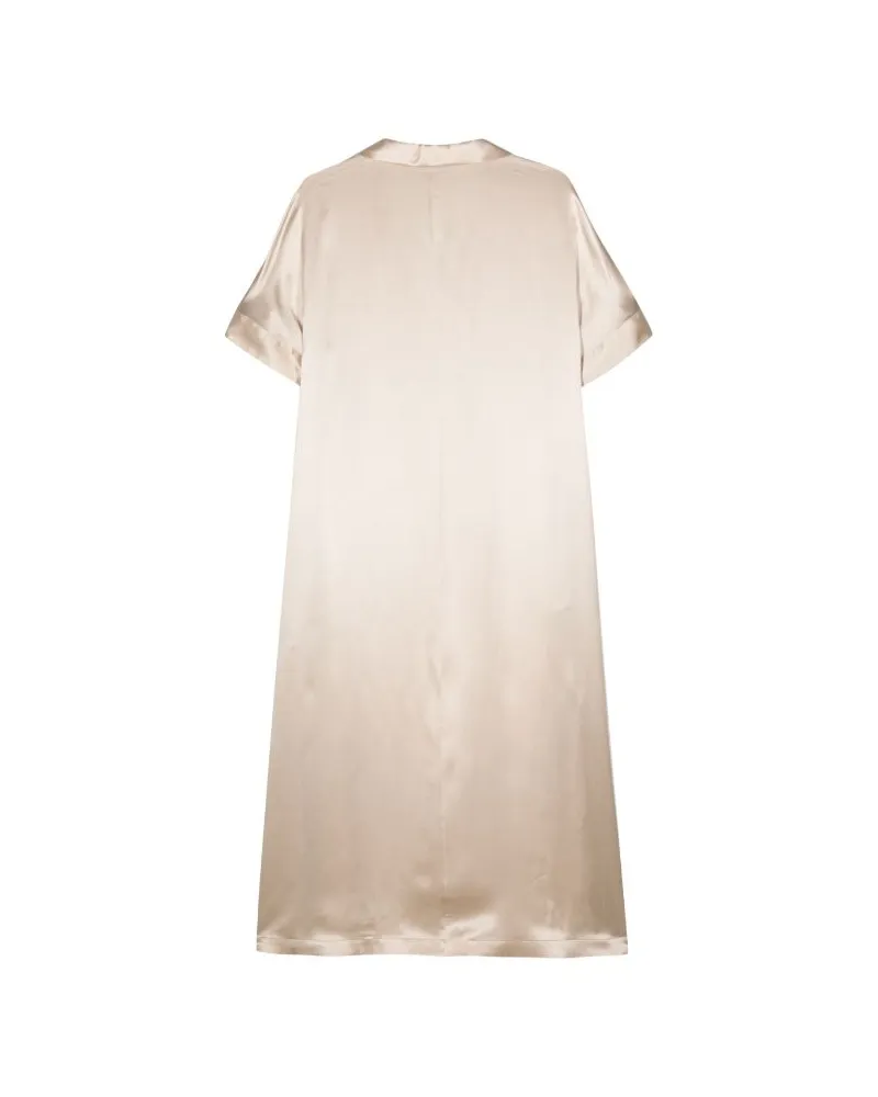 Eleventy Women's Satin Silk Midi Dress Beige Ss24 W Beige