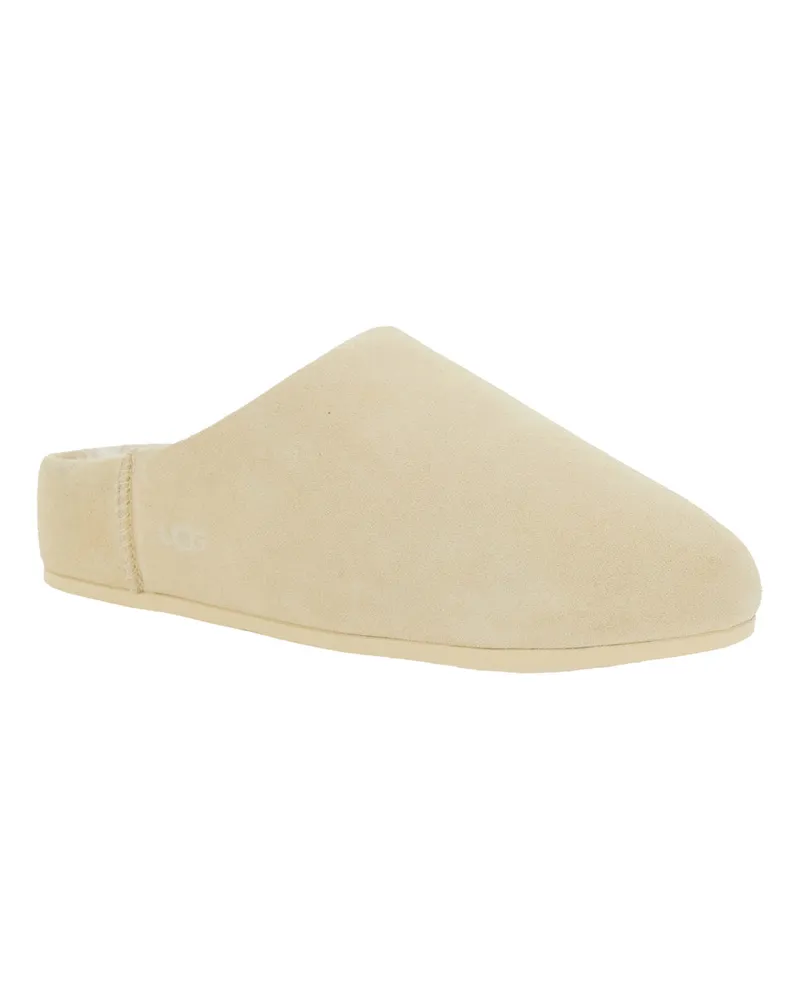 UGG Women's Beige Mules With Logo Lettering And Shearling Lining Leather Beige
