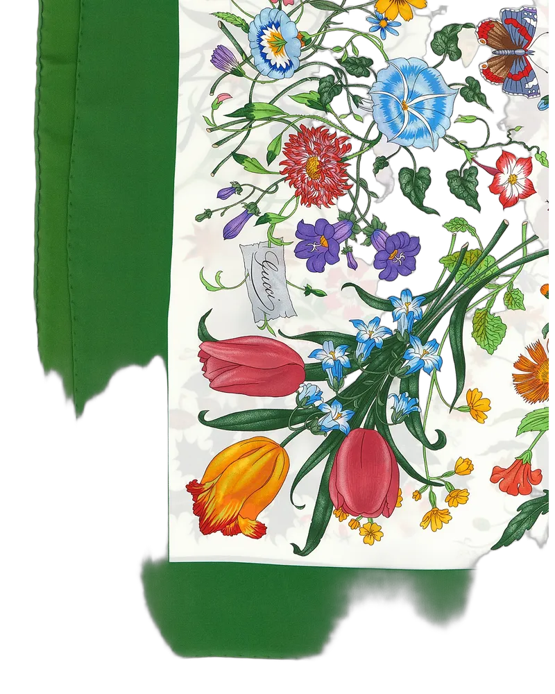 Gucci Women's Bicolor Silk Foulard Accessory Green