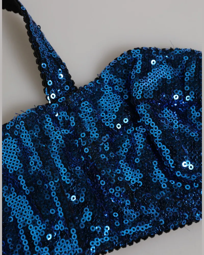Dolce & Gabbana Sequin-Embellished Balconette Bra — Blue Blue