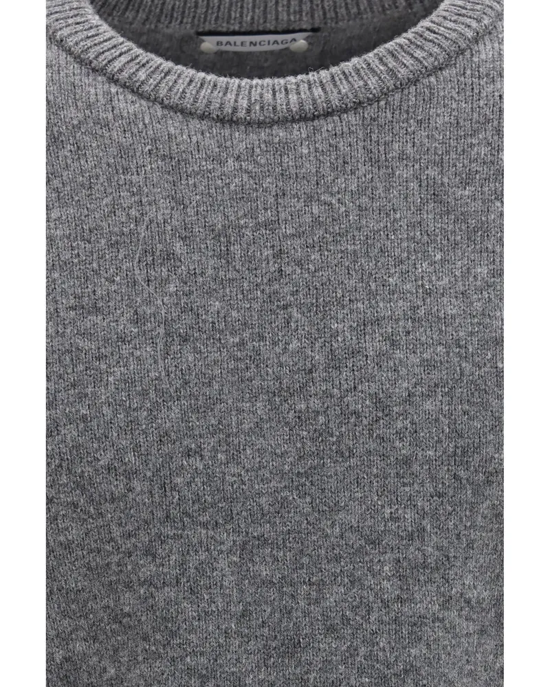 Balenciaga Merino Wool Crewneck Sweater — Gray Gray