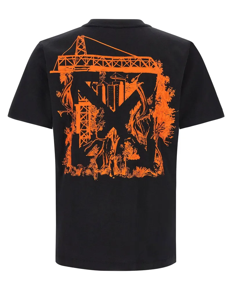 OFF-WHITE Logo-Embroidered Cotton Jersey T-Shirt — Black Black