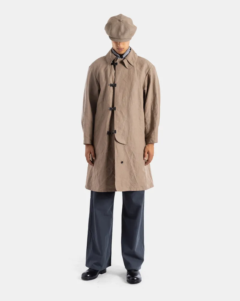 Taiga Takahashi Men's Washi Paper And Linen Beige Raincoat Coat Beige