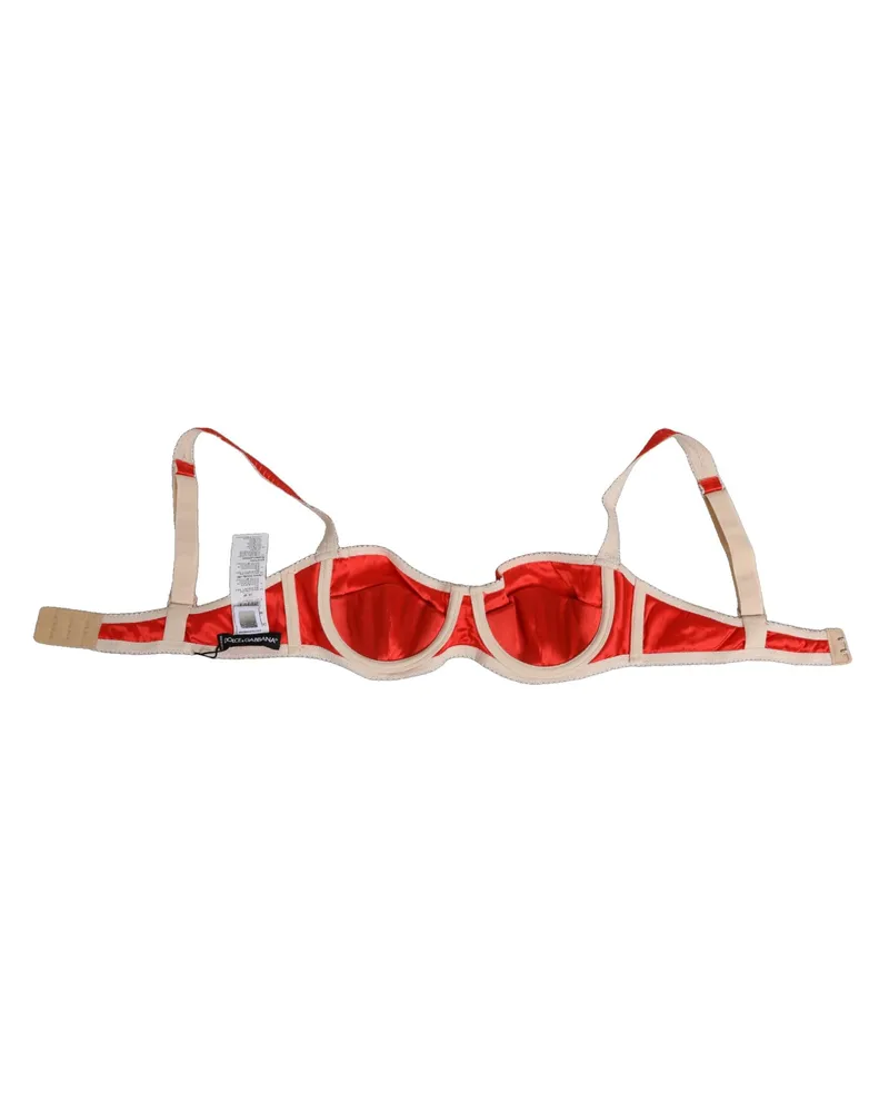 Dolce & Gabbana Women Red Silk Satin Underwire Bra Semi-Pad Underwear Elastane Clothing Red