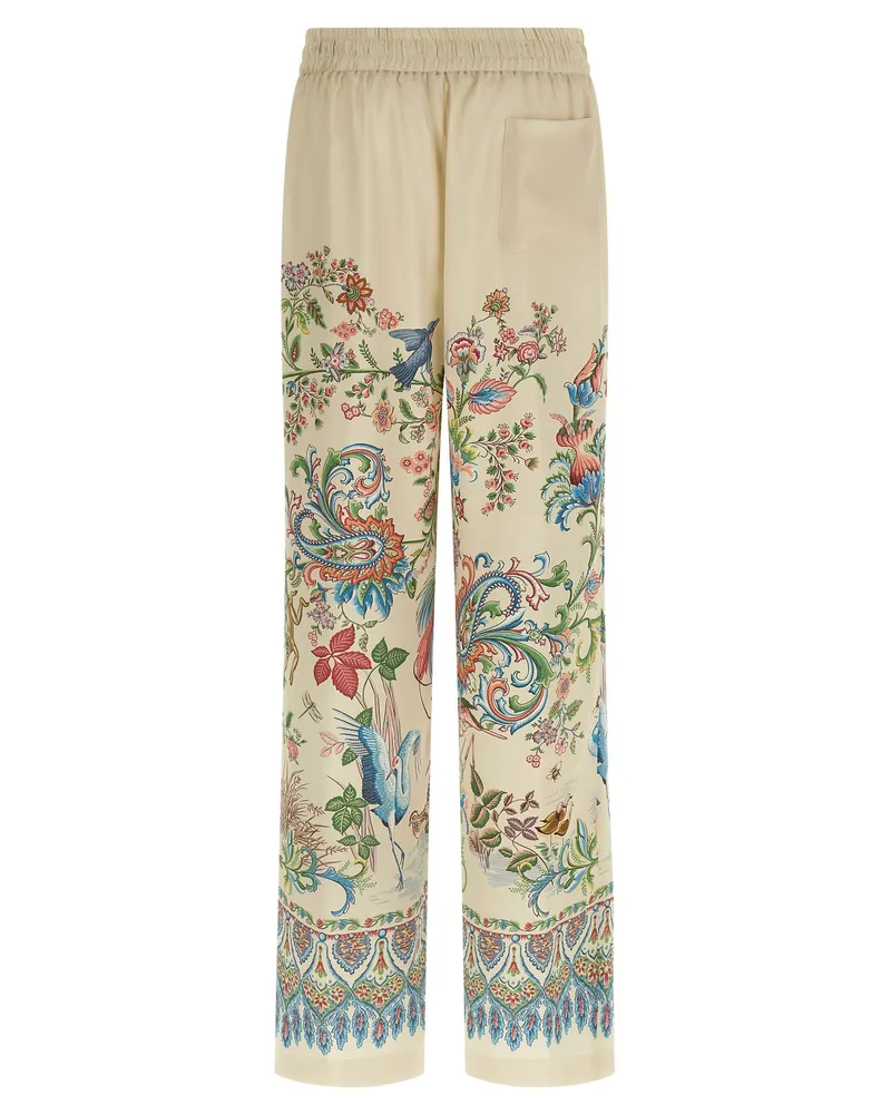 Etro Flora and Fauna Printed Trousers — Cream Cream