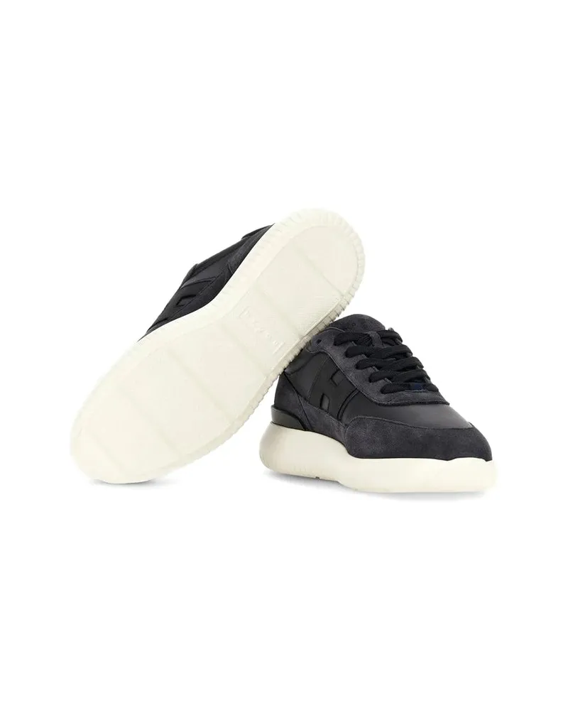 Hogan Mixed Leather Sneaker — Gray Gray
