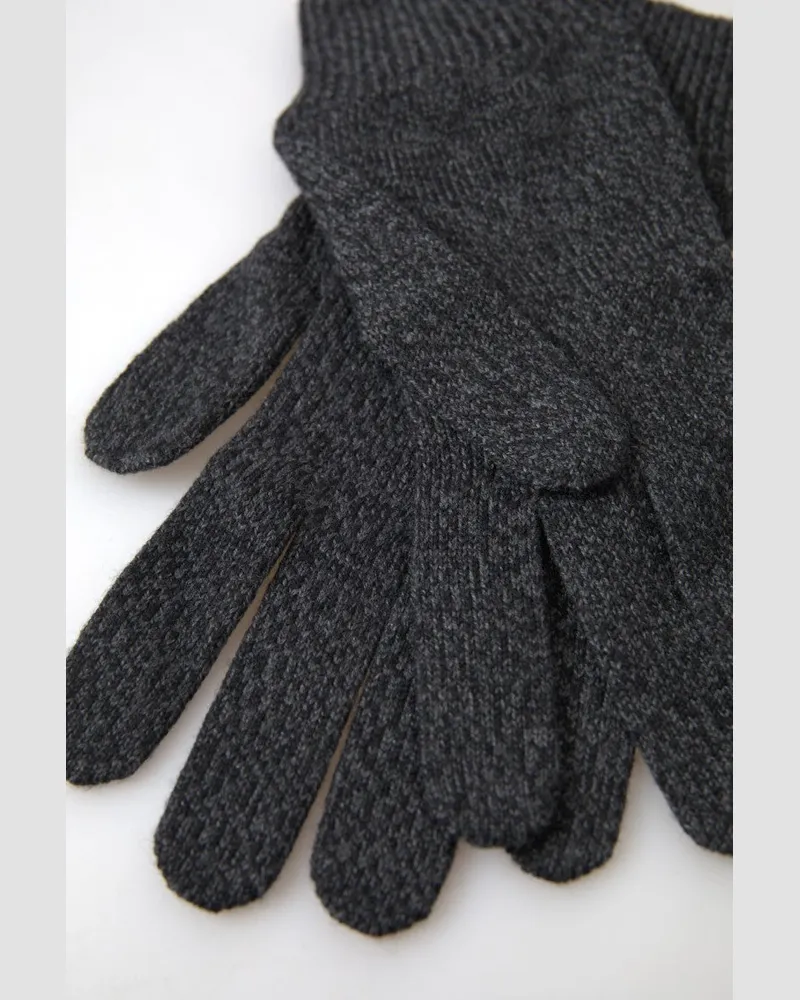Dolce & Gabbana Gray Virgin Wool Knit Hands Mitten Men Gloves Gray