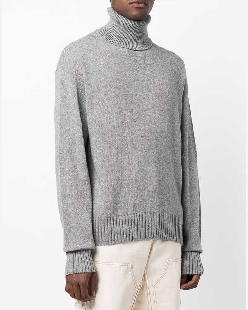 OFF-WHITE Men Basic Knit Turtleneck Sweater Grey Clothing > Knitwear Gray