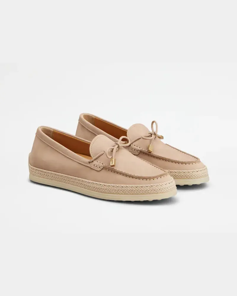 TOD'S Leather Espadrille Moccasin Moccasin — Beige Beige
