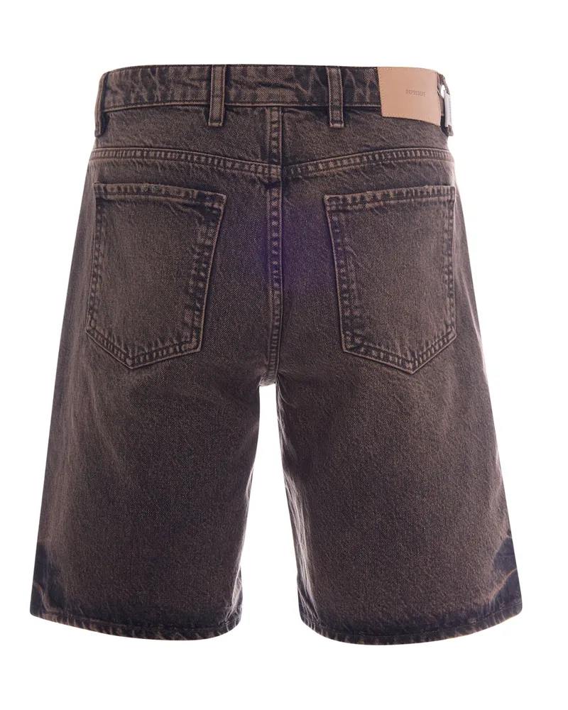 REPRESENT Men's Denim Bermuda Shorts Bark Cotton Brown