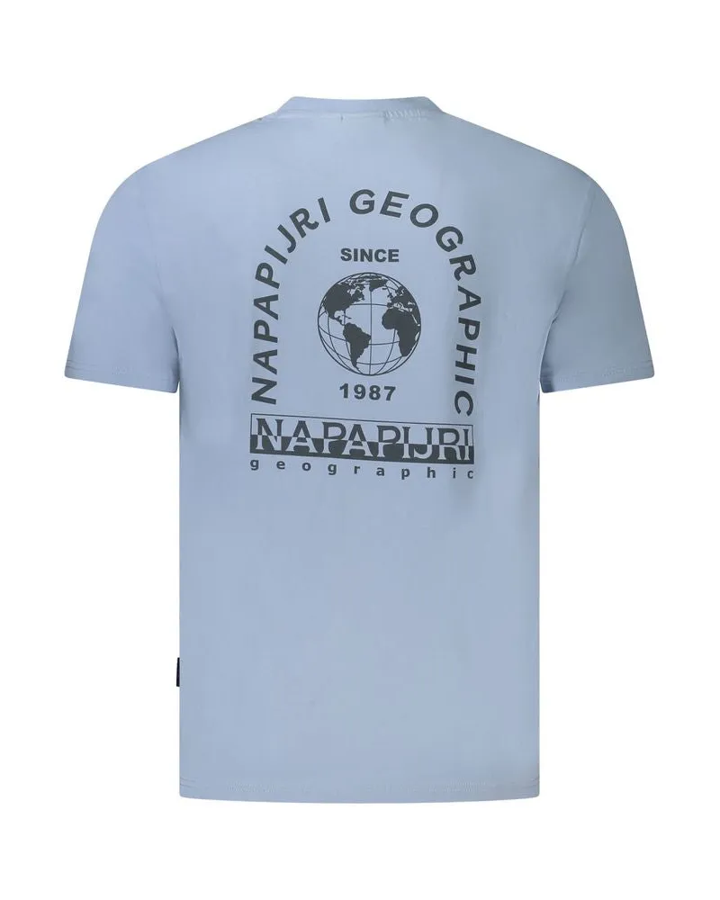 Napapijri Logo-Embroidered Cotton T-Shirt — Blue Blue
