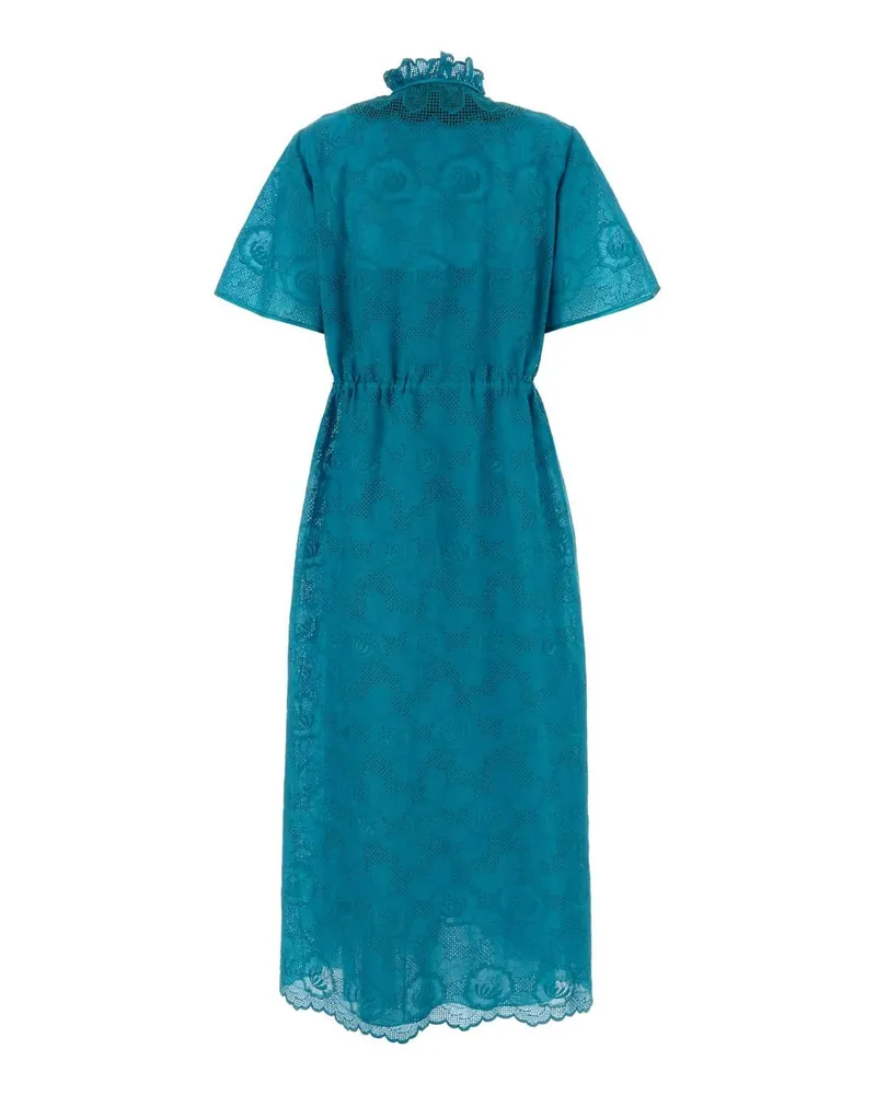 Valentino Garavani Women's Turquoise Lace Dress Lightblue Cotton Abiti Blue