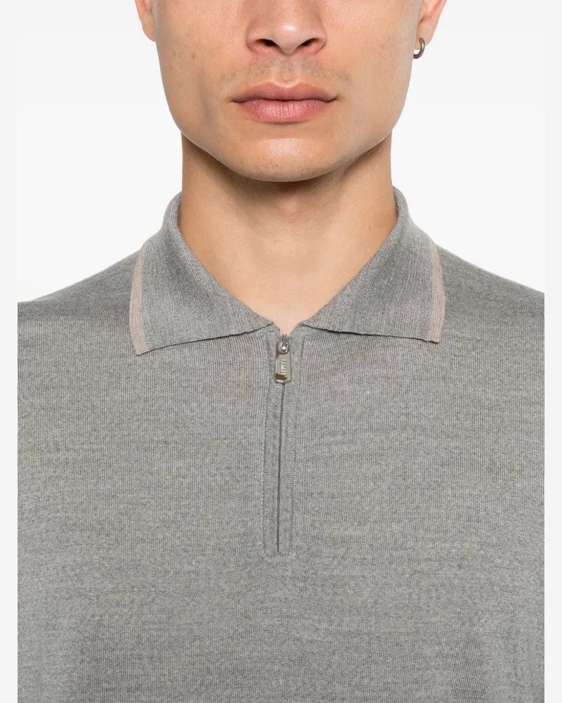 Fedeli Women's Fine-Knit Polo Shirt Aw24 M Grey