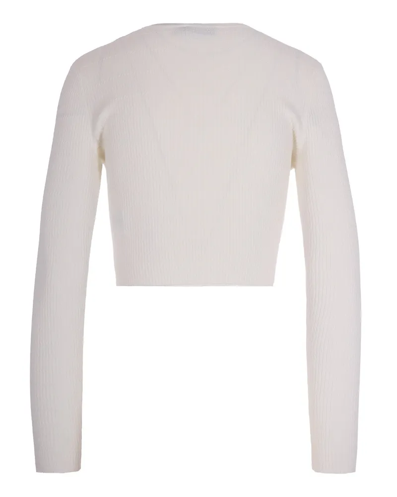 Elisabetta Franchi Women's Ribbed Knit Top Ivory Lyocell Jumpers Sweater White