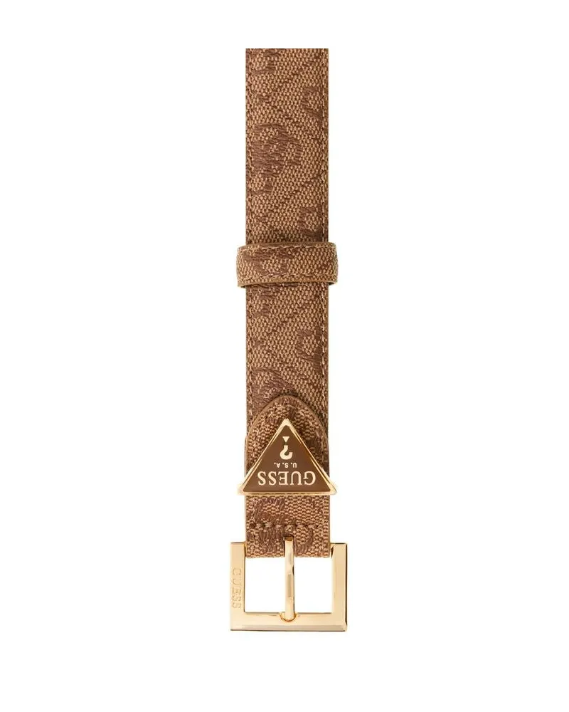 Guess Women's Belt Latte Logo Polyester Accessories Beige
