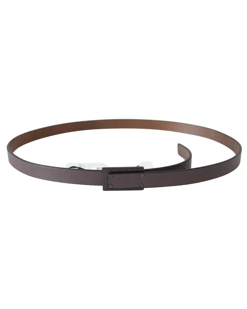 CoSTUME NATIONAL Women's Brown Leather Tactical Logo Buckle Dark Accessory Brown