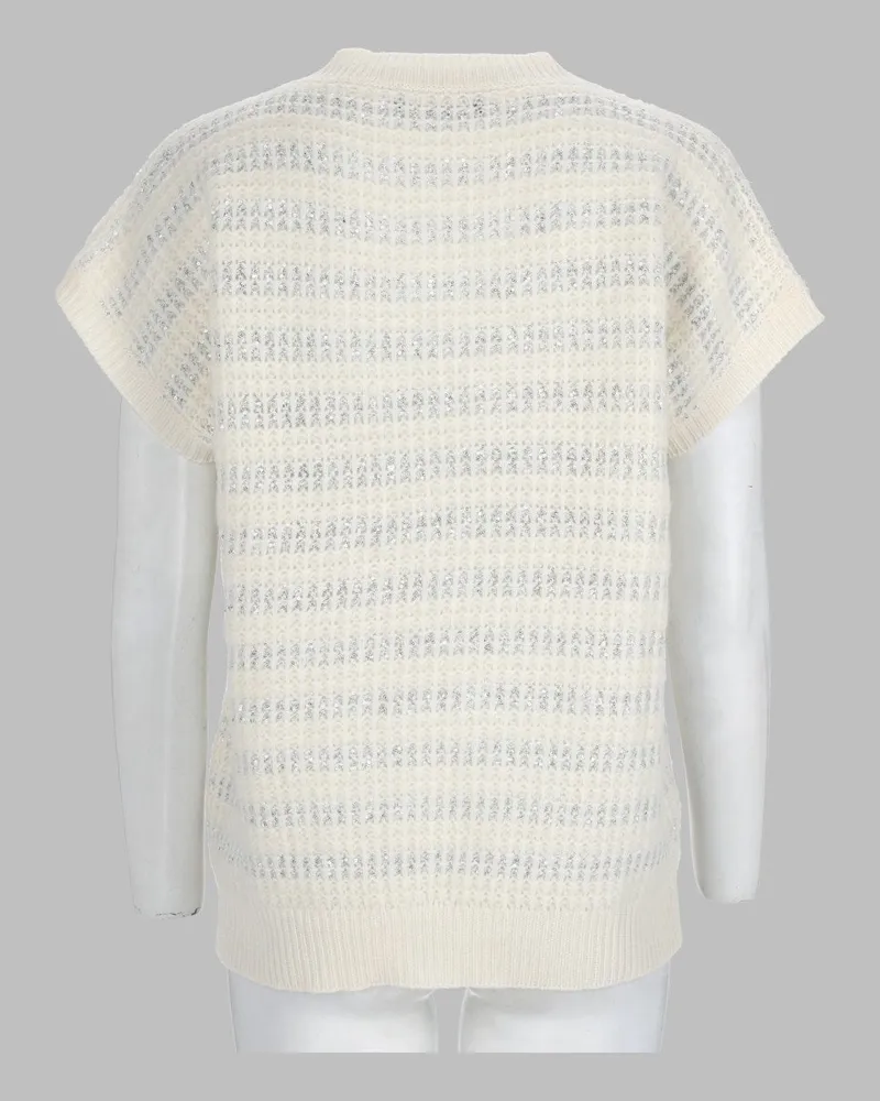 Fabiana Filippi Sequin-Embellished Wool Blend Sweater — Ivory Ivory