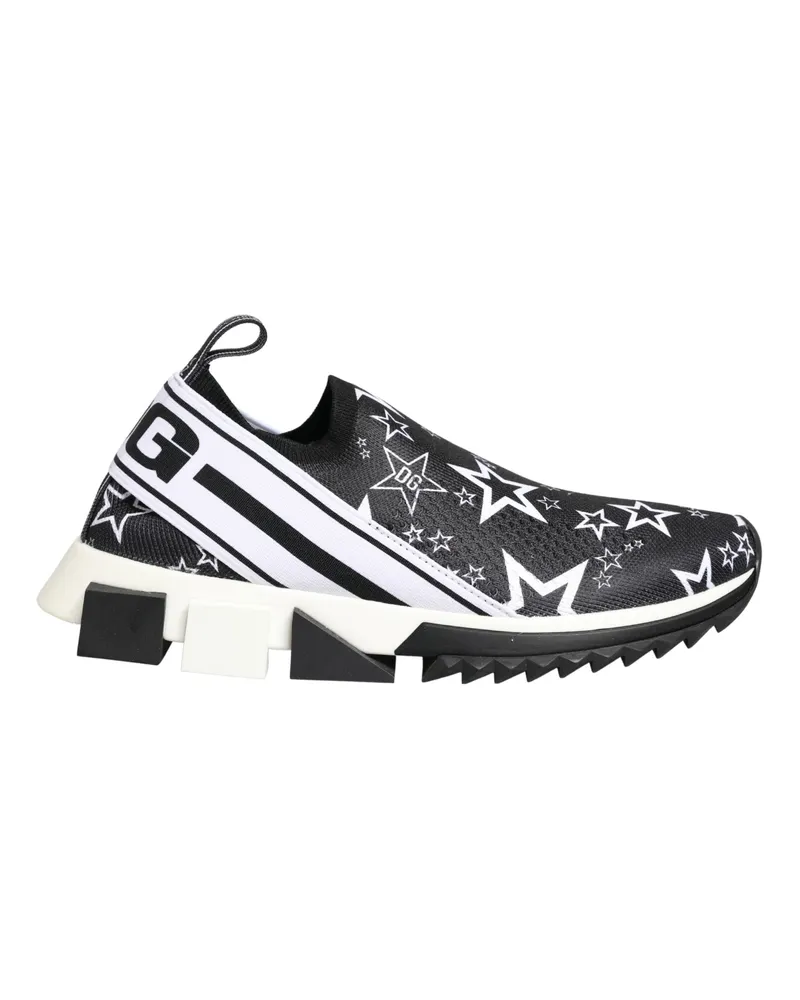 Dolce & Gabbana Women's Black Stars Logo Sorrento Sneakers Shoes Black