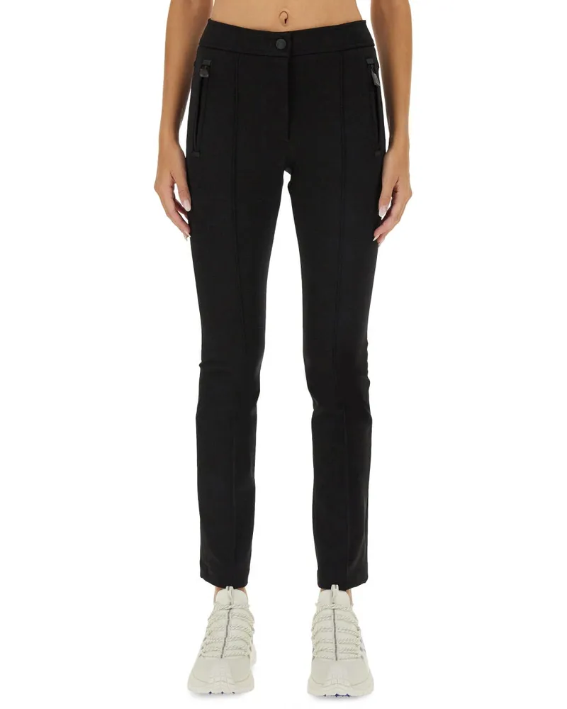 Moncler Slim Fit Logo Trousers — Black Black