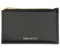 Zippered Calfskin Card Case — Black