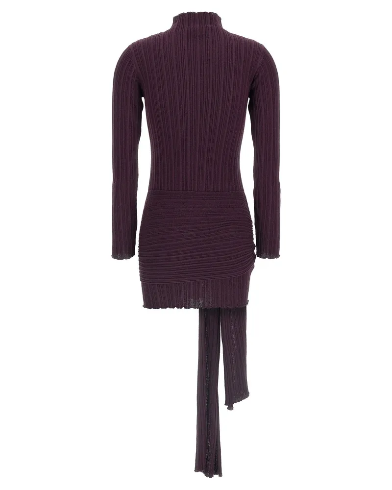 Giuseppe di Morabito Ribbed Merino Wool Blend Dress — Burgundy Burgundy