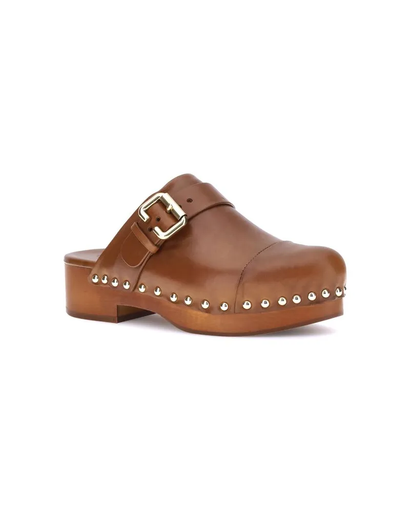 Chloé Women's Brown Calf Leather Bos Taurus Clogs Shoe Brown