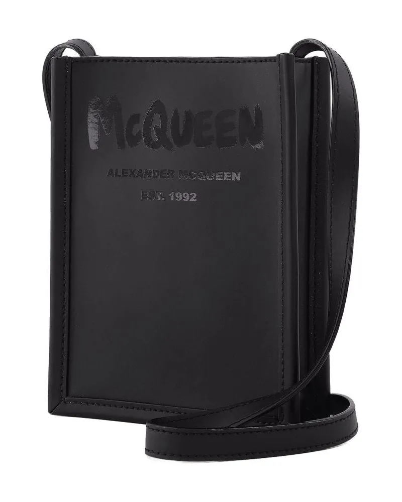 Alexander McQueen Men's Logo-Embossed Crossbody Bag Black Others Black