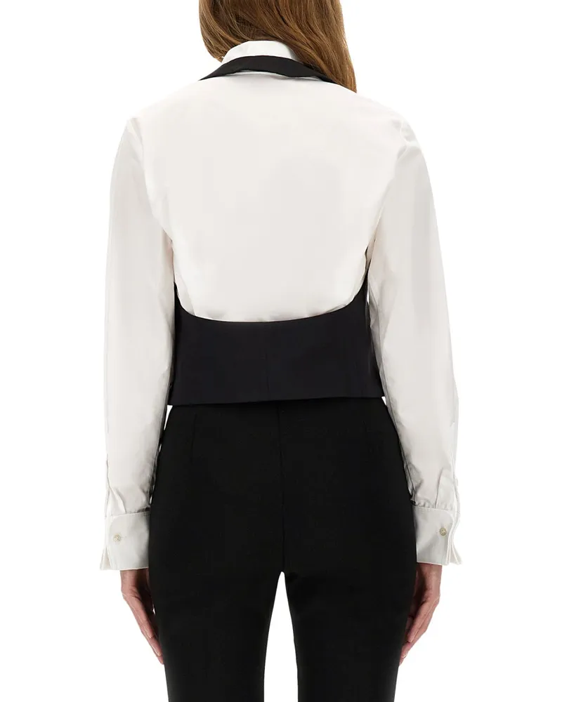 Nina Ricci Open Back Cotton Blend Vest — Black Black