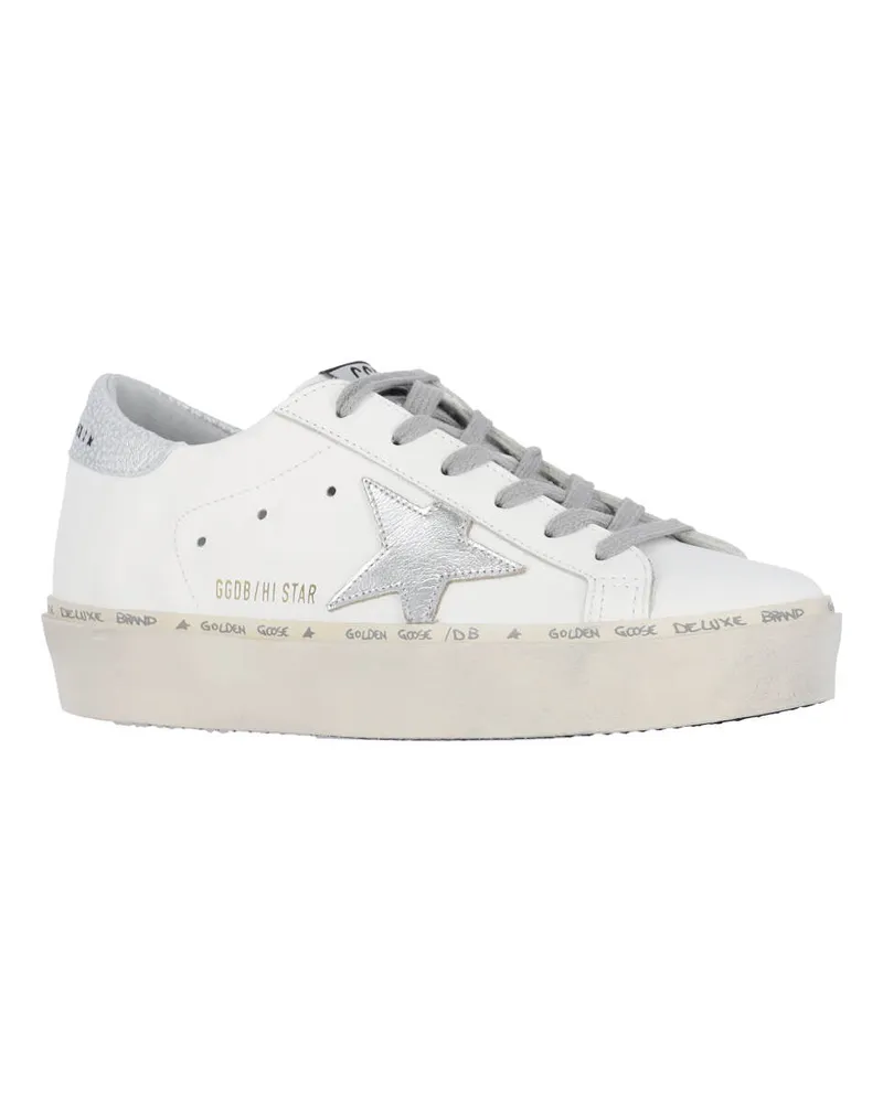 Golden Goose Women's Leather Platform Sneakers White Cow Goat White