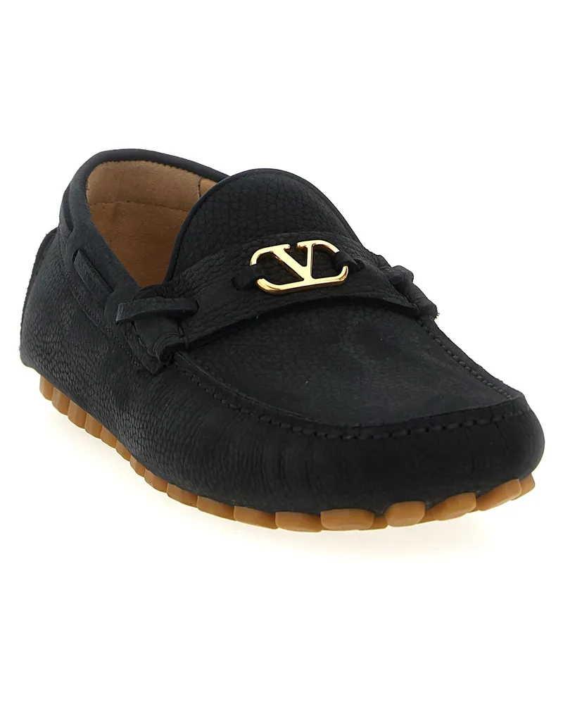 Valentino Garavani Men's Black Calfskin Slip-On Loafers Black