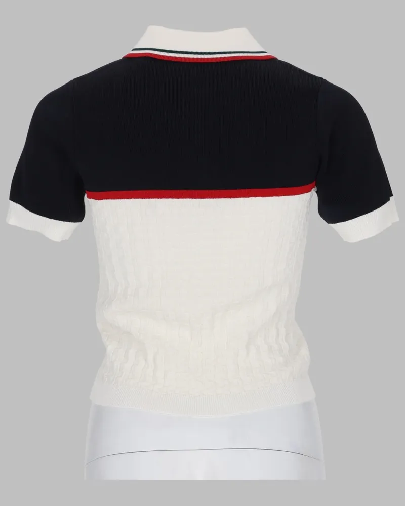 Casablanca Paris Viscose Nylon Blend Polo Shirt — White White