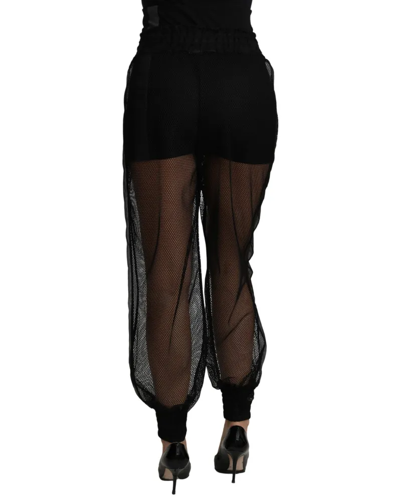 Dolce & Gabbana Women's Black See Through Jogger Polyester Pants Silk Black