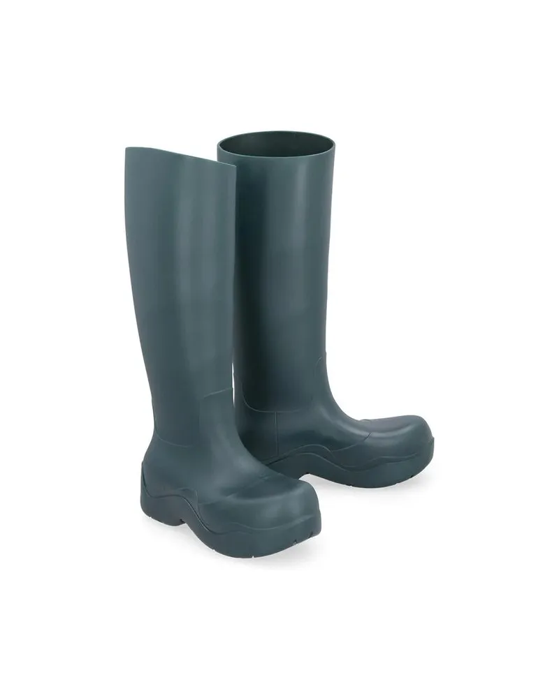 Bottega Veneta Women's Bicolor Rubber Rain Boots Gray
