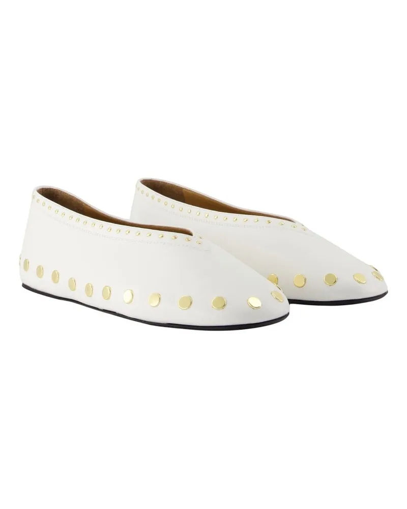 Ganni Women's Jenny Ballerinas -  Cotton White Shoes Flat-Shoes White