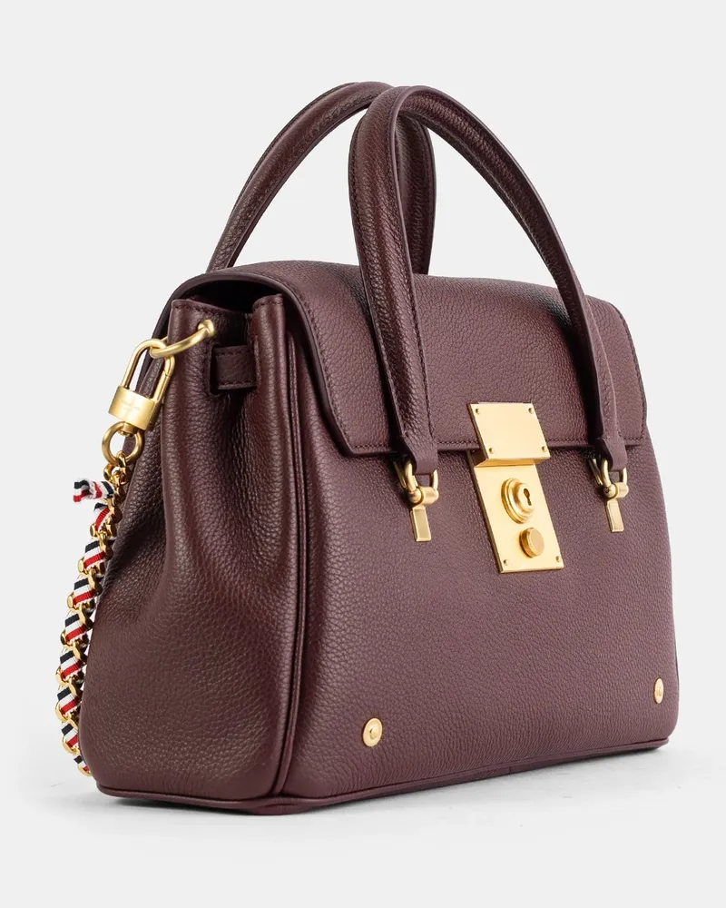 Thom Browne Women's Small Bolton Bag Soft Grained Leather Red Mini Red