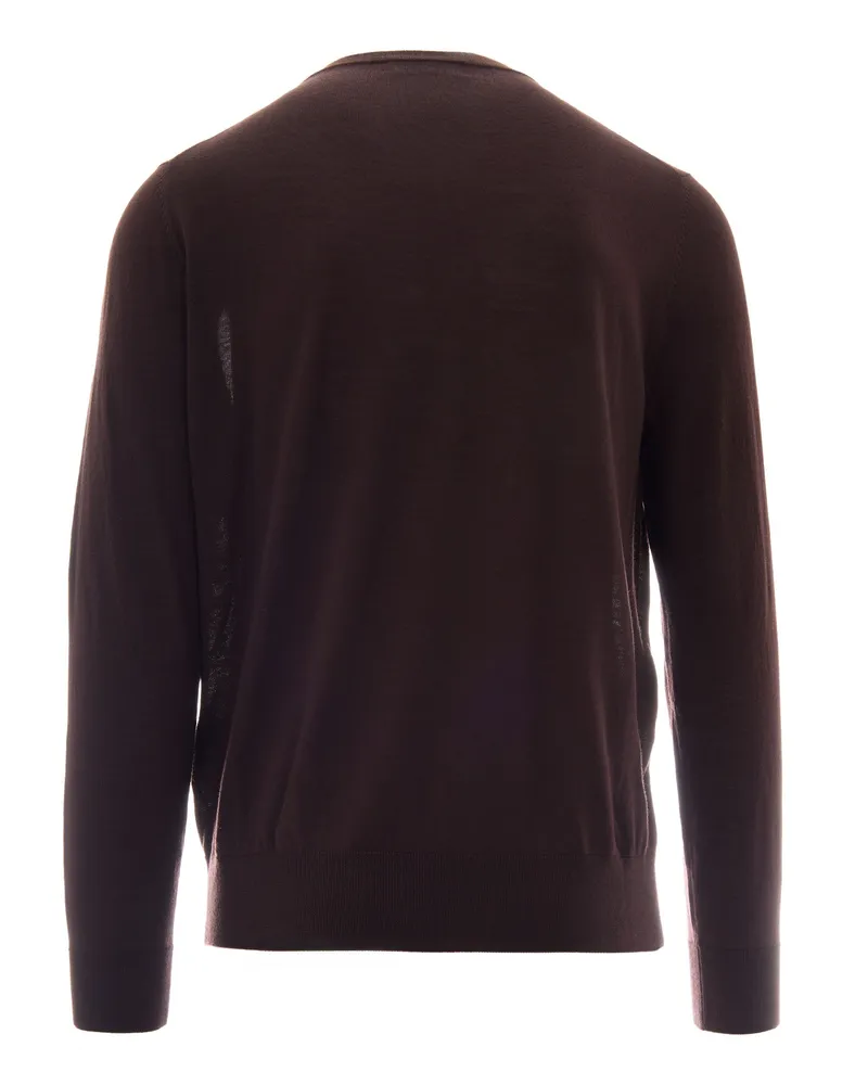 Ballantyne Men's Wool Crew-Neck Sweater Brown Jumpers Brown