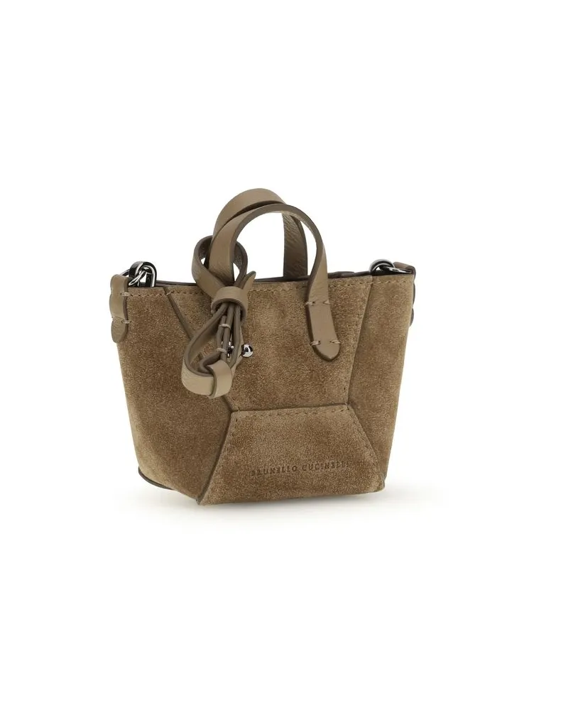 Brunello Cucinelli Women's Brown Calf Leather Bos Taurus Shoulder Bag Brown
