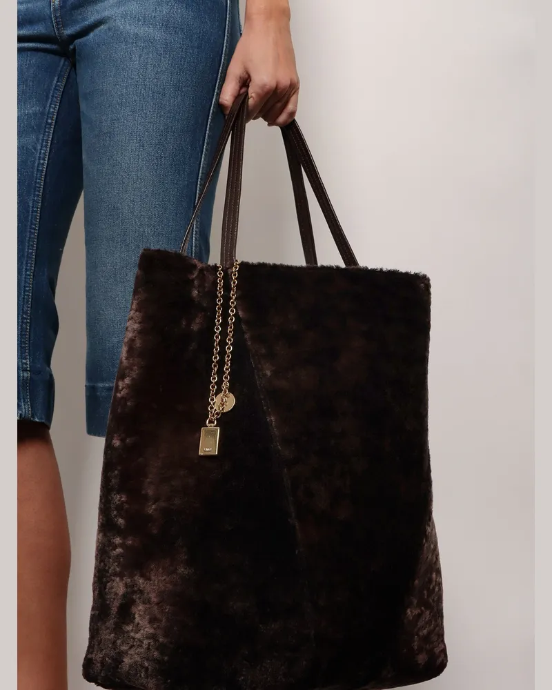 Chloé Women's Spin Shearling Shoulder Bag Brown Shearling-Leather Shearling/leather Brown