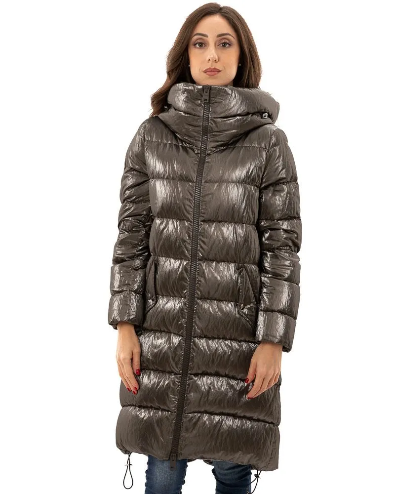 Herno Women's Gray Viscose Parka Clothing Silver