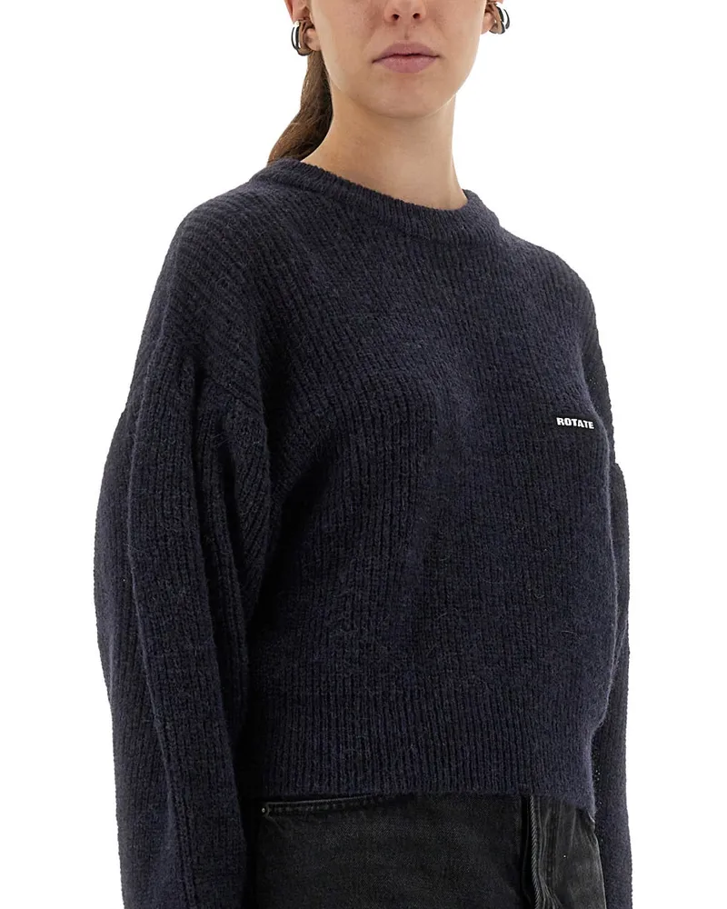 ROTATE Birger Christensen Wool Puff Sweater — Blue Blue