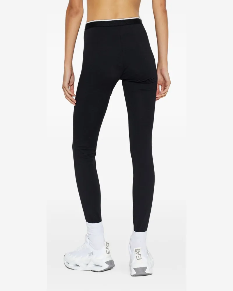 Emporio Armani Logo-Waistband Jersey Leggings — Black Black