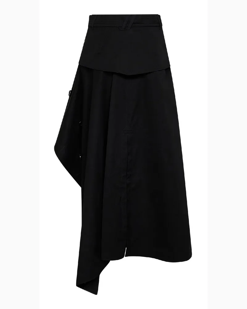 Burberry Women's Skirt Asymmetric Cotton Trench With Belt Black Black
