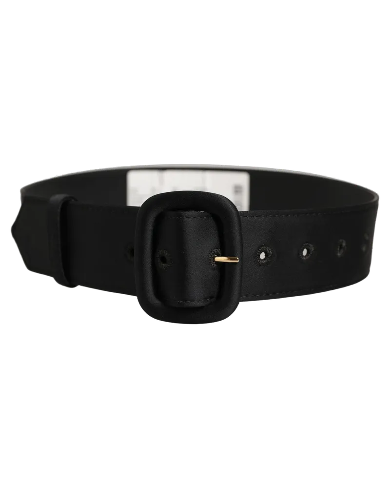 Dolce & Gabbana Wide Fabric Oval Buckle Belt — Black Black