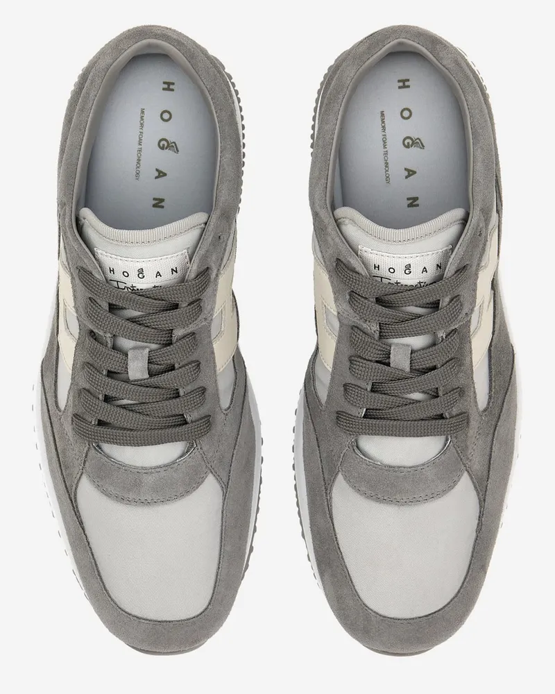 Hogan Men's Sneakers Interactive Leather And Nylon Multicolour Rubber Trainers Gray