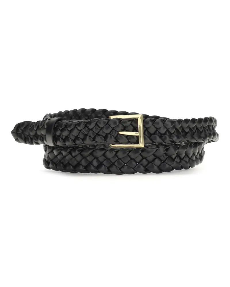 Bottega Veneta Women's Leather Belt Solo Black-Brass Vibrato Calf Black