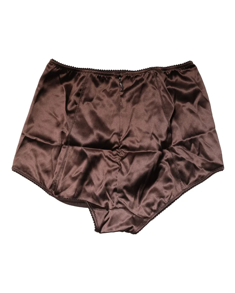 Dolce & Gabbana Women Brown Silk Blend High Waist Girdle Panty Underwear Elastane Clothing Brown
