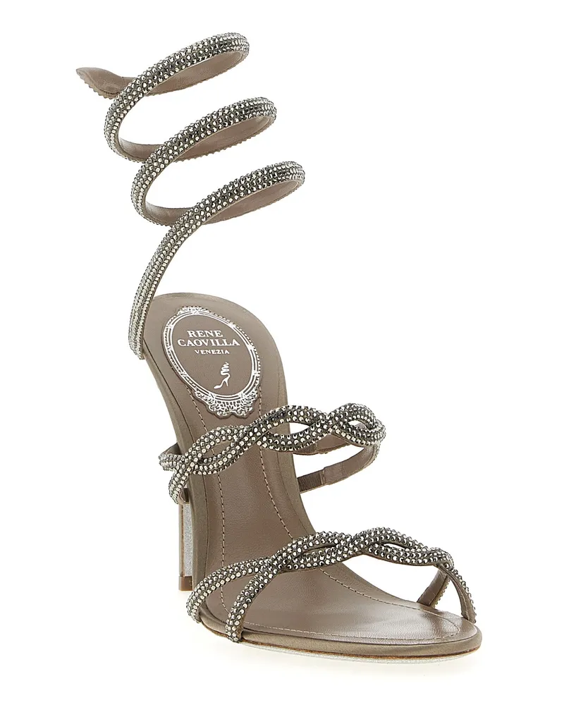 René Caovilla Women's Gray Satin Stiletto Heel Sandals Gray