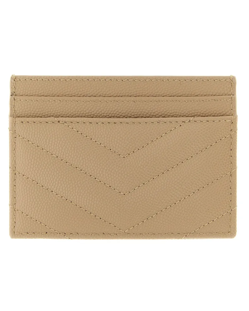 Saint Laurent Cassandre Card Case — Beige Beige